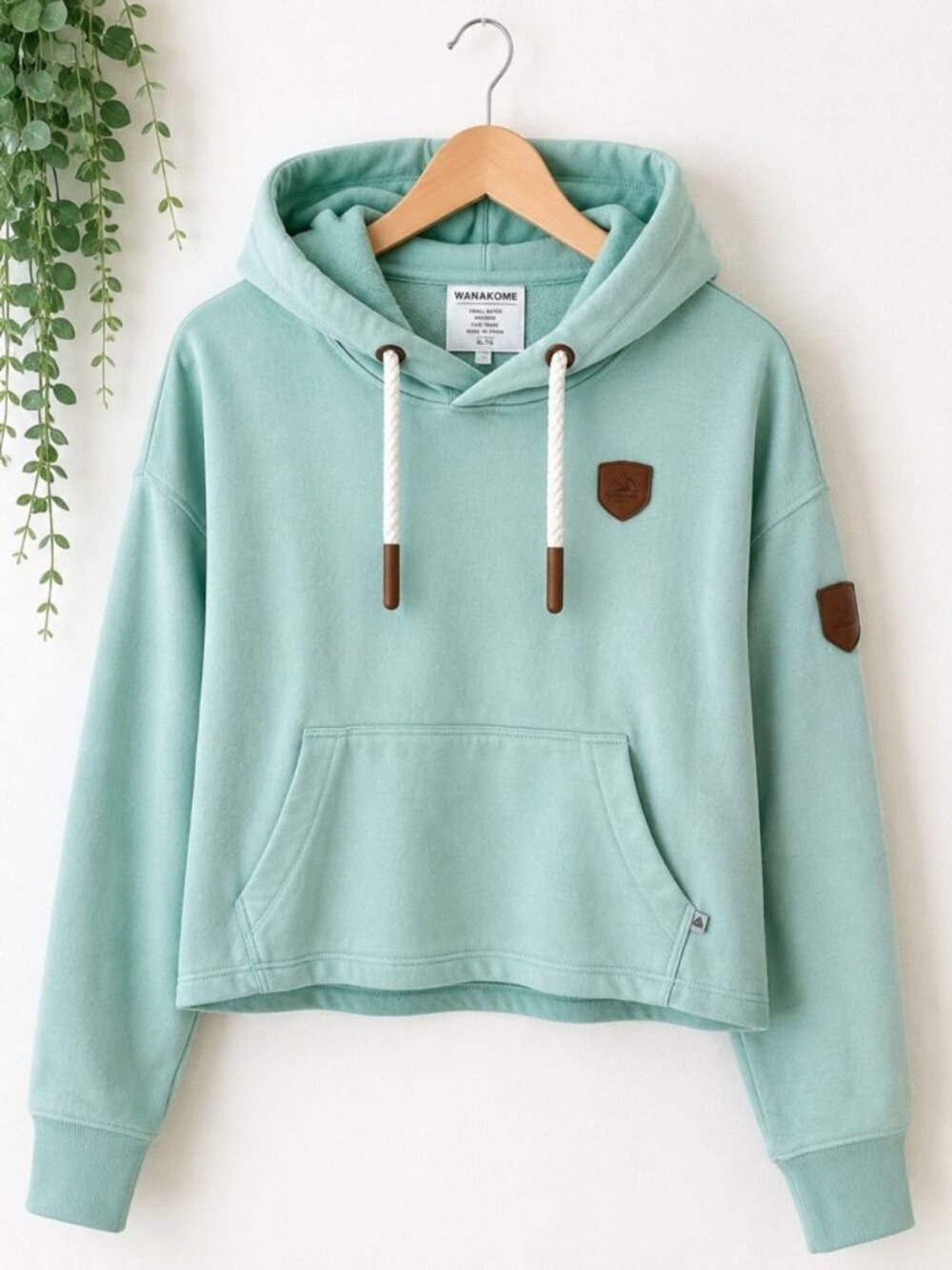 Wanakome Etta Cropped Hoodie Womens XL Mint Green Pullover Sweatshirt